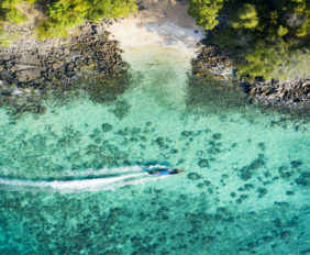 drone view of reef in koh samui